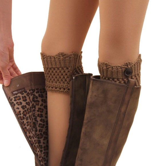 Crochet Knit Button Detail Boot Cuff Toppers - Picture 3 of 4